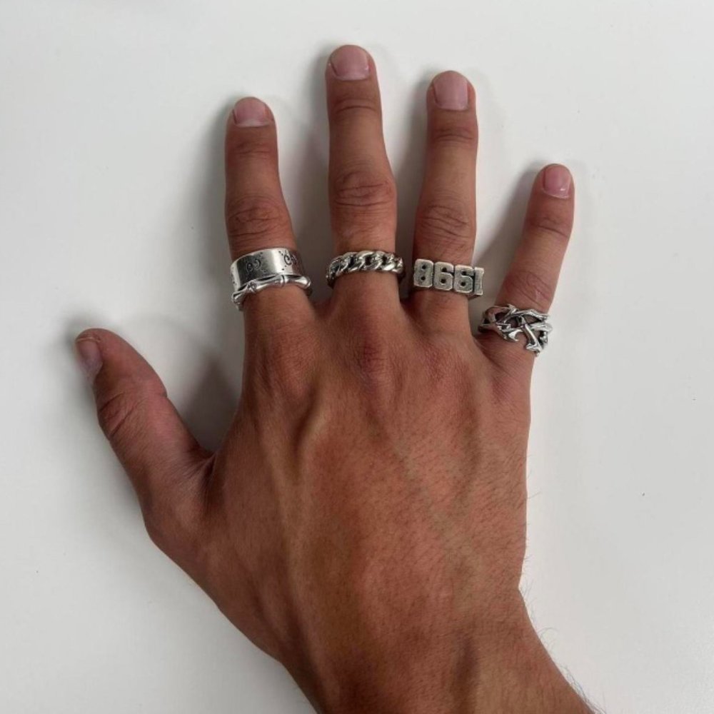Y2K 2000s vintage retro style silver goth emo unique thorn ring - Picture 1 of 8